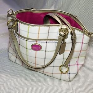 Coach F21364 Peyton Tattersall Tote Cross Purse